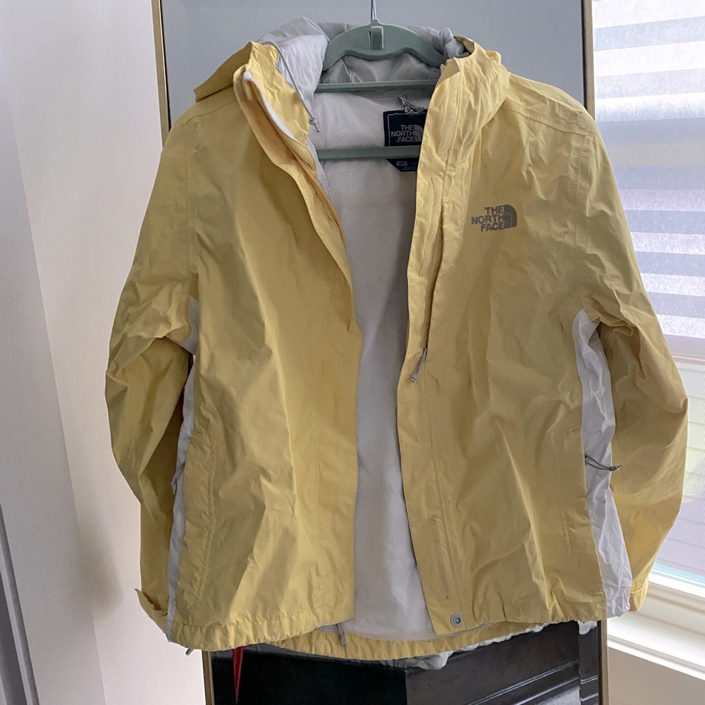 North Face rain jacket, pale yellow, S